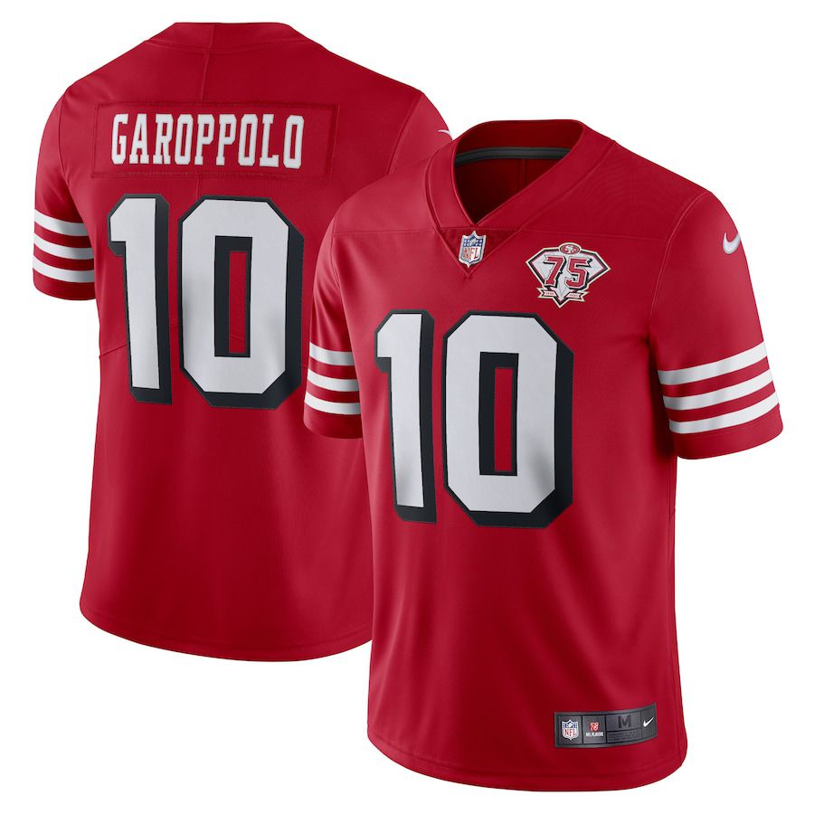 Men San Francisco 49ers 10 Jimmy Garoppolo Nike Scarlet 75th Anniversary Alternate Vapor Limited NFL Jersey